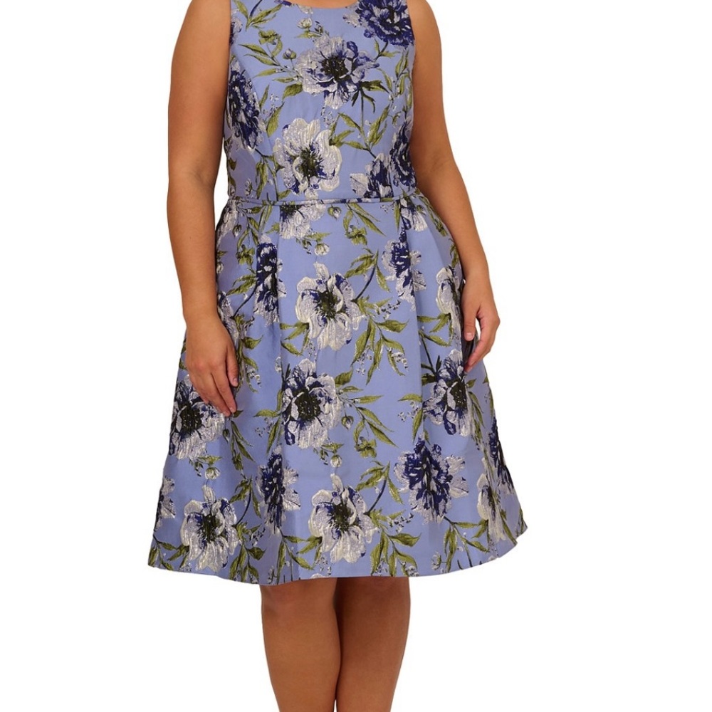 Adrianna Papell Lavender Floral Midi Dress